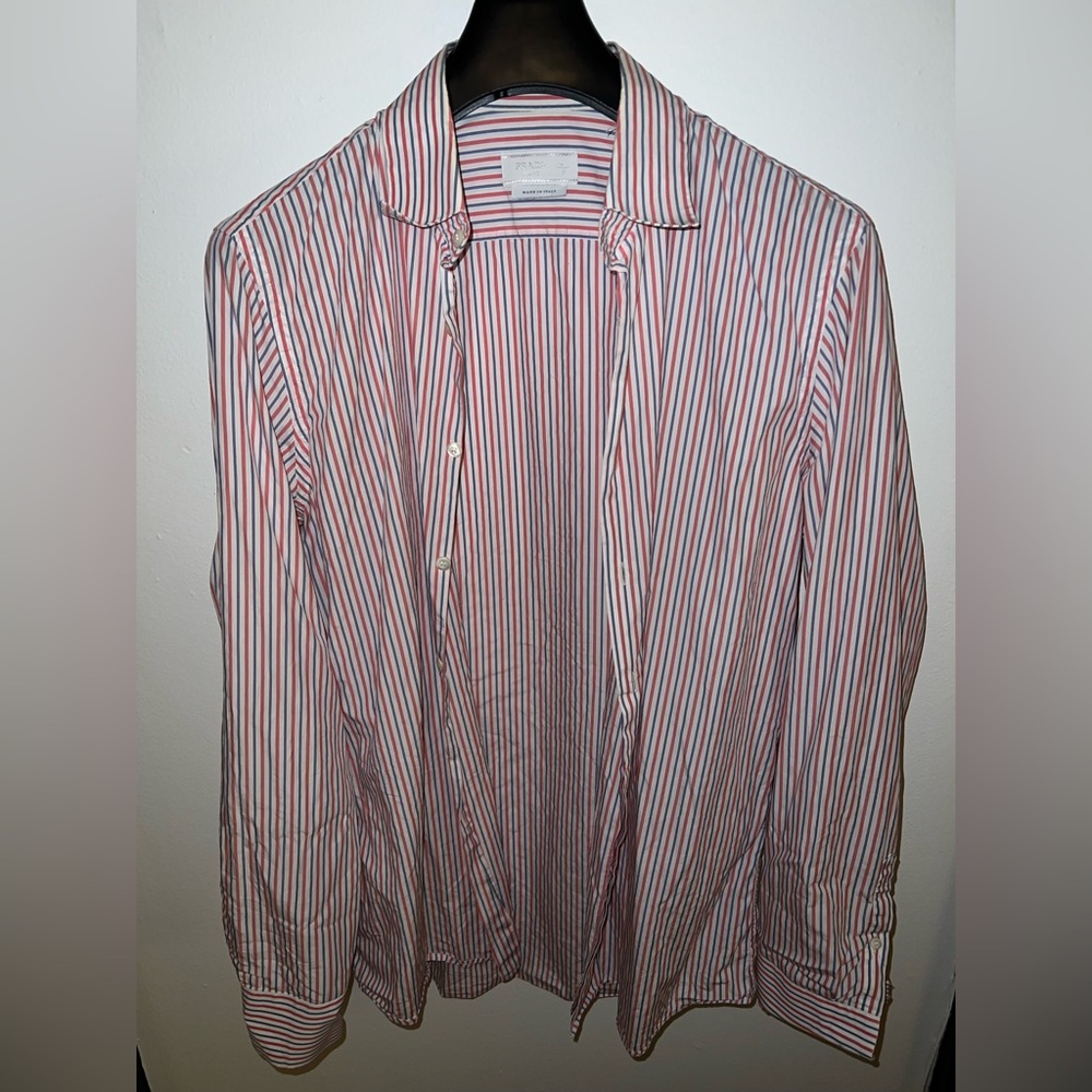 Prada Classic Red and White Striped Men's Shirt